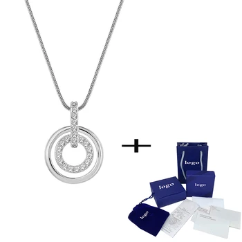 

SWA Fashion New Round Pendant Lovers Wedding Anniversary Jewelry Gift Elegant Temperament Ladies Jewellery Unique Retro