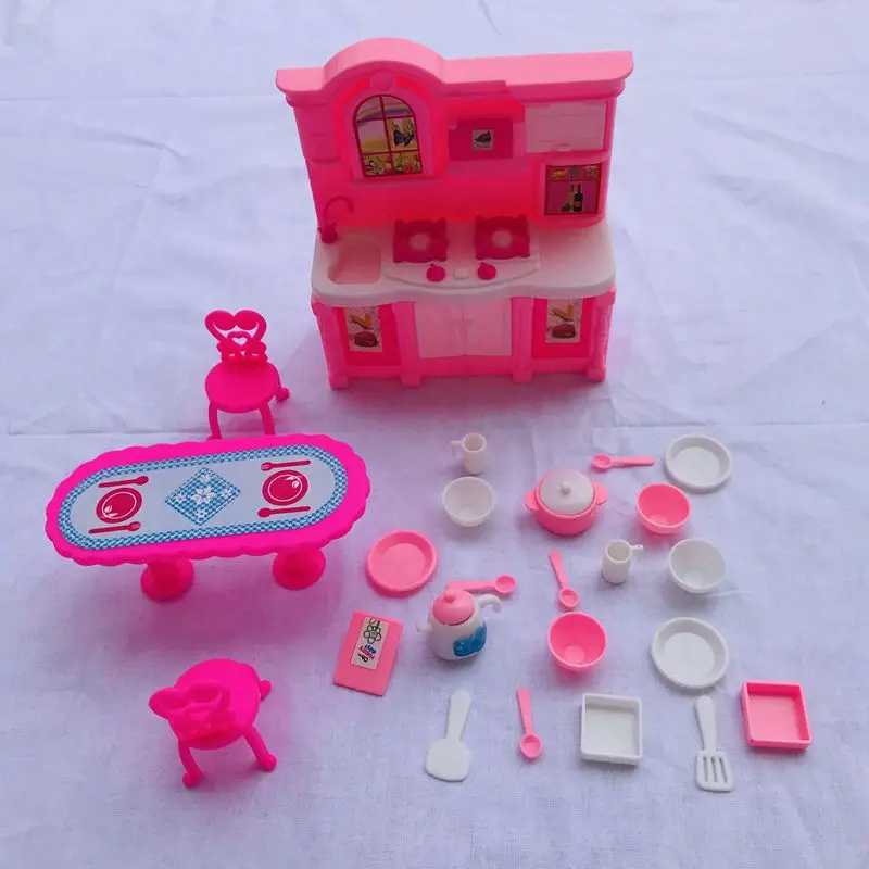 Princess Fashion Furniture Living Room TV Chair Sofa Home Theater Cabinet Accessories Pretend Play Game For Barbie Doll Kids Toy 6