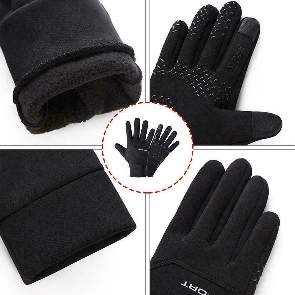 1Pair Winter Unisex Breathable Biking Ridding Gloves Cold-Resistant Thick All Finger Mittens Waterproof Non-slip Outdoor Warming