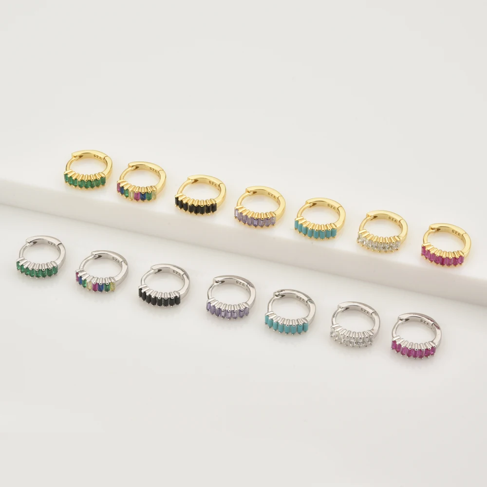 Silver Hoop Earrings ANDYWEN 925 Sterling Silver Middle 7.5mm Huggies Colorful Hoops Piercing Clips Pendiente Wedding Fine Jewelry Clips
