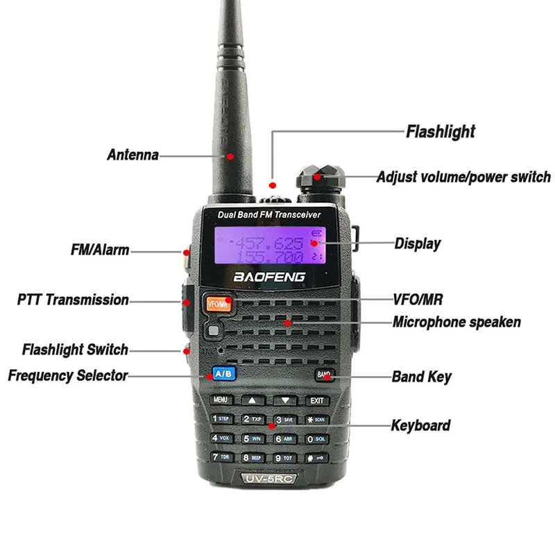 2 шт.,, Baofeng, UV-5RC, портативная рация, 5 Вт, VHF& UHF, длинный диапазон, двухдиапазонная антенна, алмазная рация, 10 км, двухстороннее радио