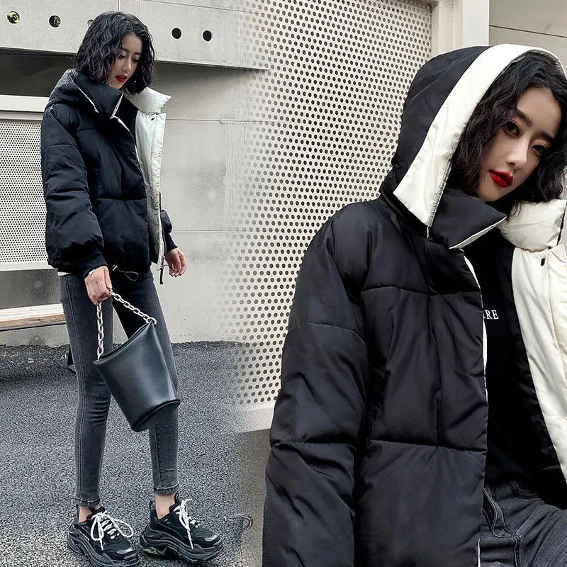 

2019 Autumn And Winter Hong Kong Flavor Large Size Thick down Jacket Cotton-padded Clothes Women's Loose-Fit down Coat Students