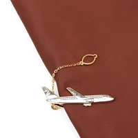 1 PC Simple Man's Tie Clip New Arrivals Golden Plating Airplane Shape Pilot High Quality Plane Cufflinks Stick Pin Wedding Gift 3