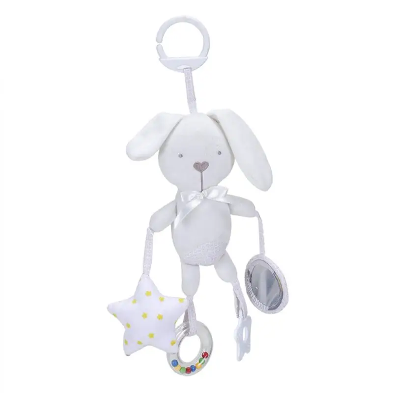 

2020 New Baby Kids Plush Toys Cartoon Animal Rattle Hand Bell with Mirror Infant Teether Crib Stroller Hanging Pendant Gifts