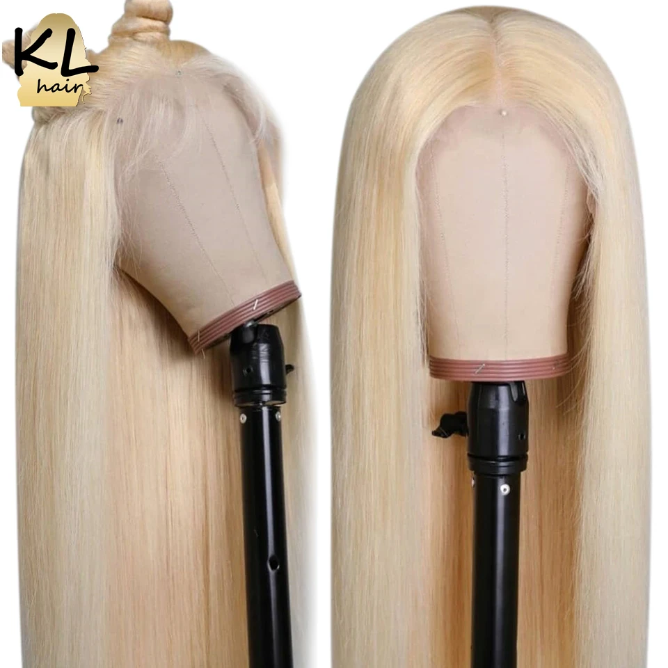 150 Denisty прямой блонд цвет 613 парик на кружеве бразильские волосы remy KL предварительно выщипанные 13*4 прозрачный кружевной парик с детскими волосами