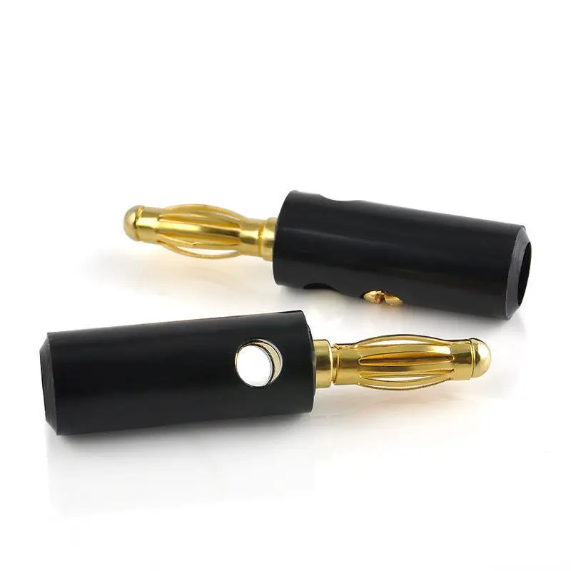 10pcs/lot Banana Plug 4mm Gold Plated Audio Speaker Wire Cable Screw Banana Plug Connector Gold Plating Low Frequency Terminal