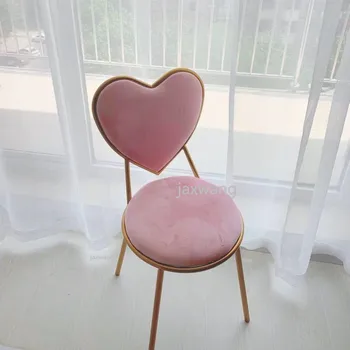 

Chair Ins Make-up Chair Bedroom Back-chair Simple Dining Chair Heart Shaped Bedroom Nail Princess Dressing Stool Bedroom Chair
