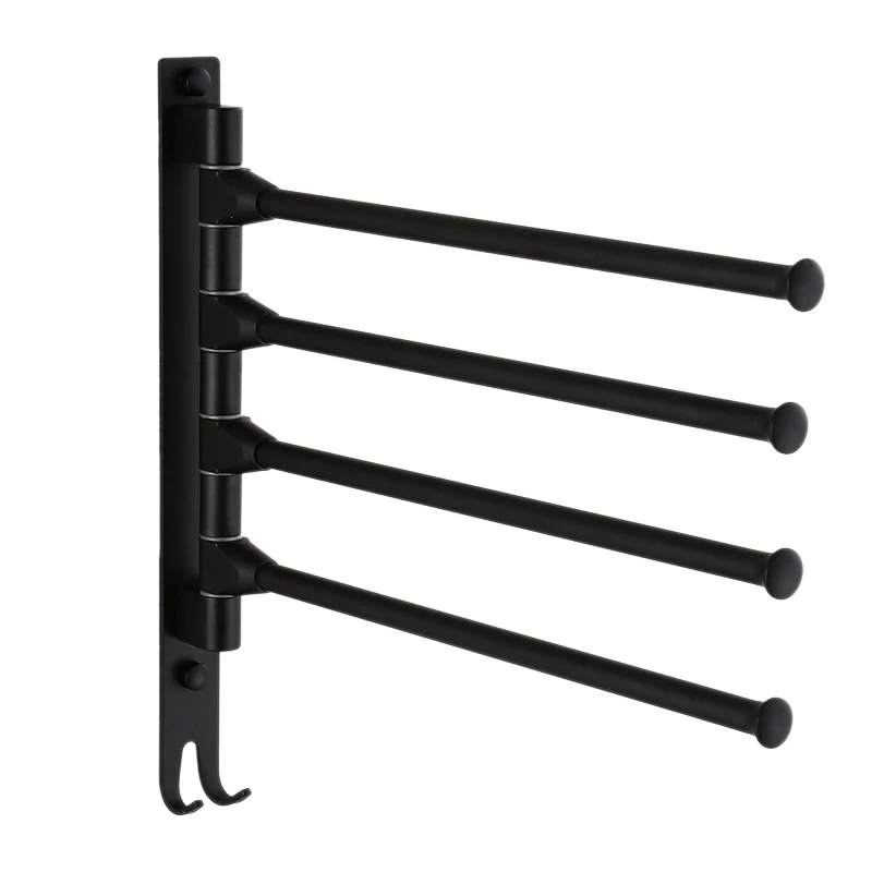 

European Space Aluminum Bathroom Towel Rack Rotating Rod Towel Rack Hotel Towel Rack 3 Bar Movable Pole Wall Mounted