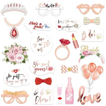 

23pcs/lot Wedding Photo Booth Props Mustache Lip Mask Married Photobooth Props Wedding Bridal Shower Hen Bachelor Party Decors