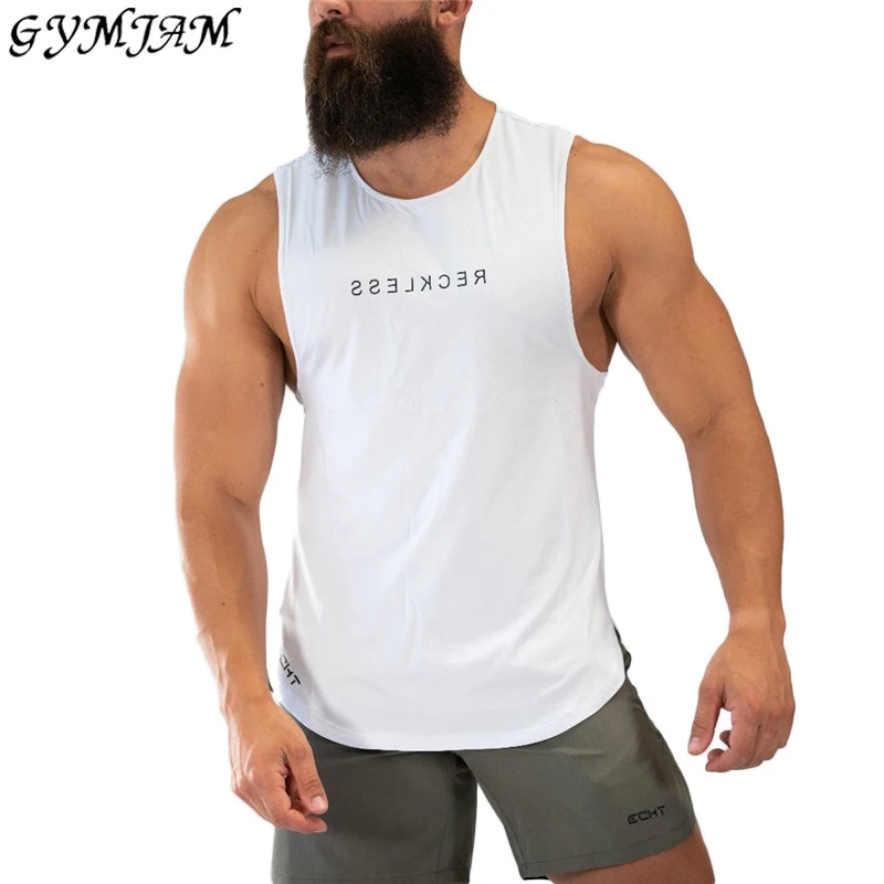 

2019 summer cotton men's sleeveless vest street casual men's jogger printing fitness vest brand men's fashion vest top