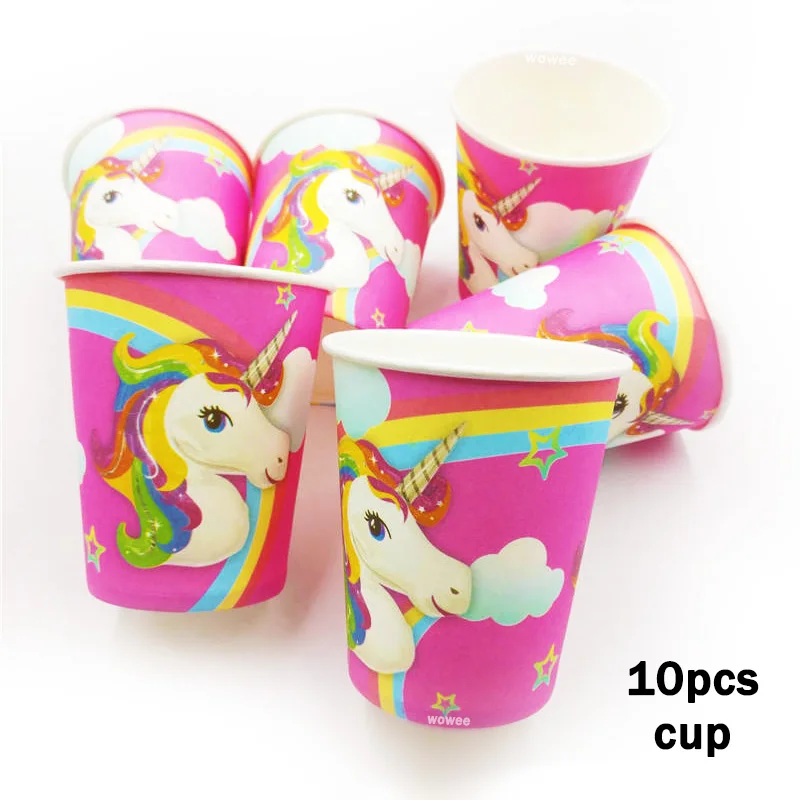 10 шт./лот, чашки для мороженого розового единорога, одноразовые чашки розового единорога, вечерние чашки для мороженого