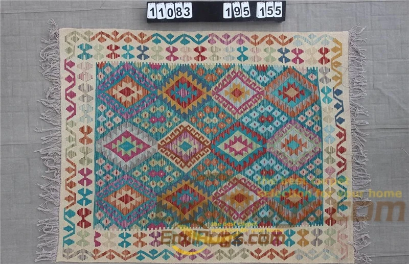 11083 triped kilim rug Wool Hand Knitted Livingroom Geometric Bohemian Wool Knitting - Color: 11083