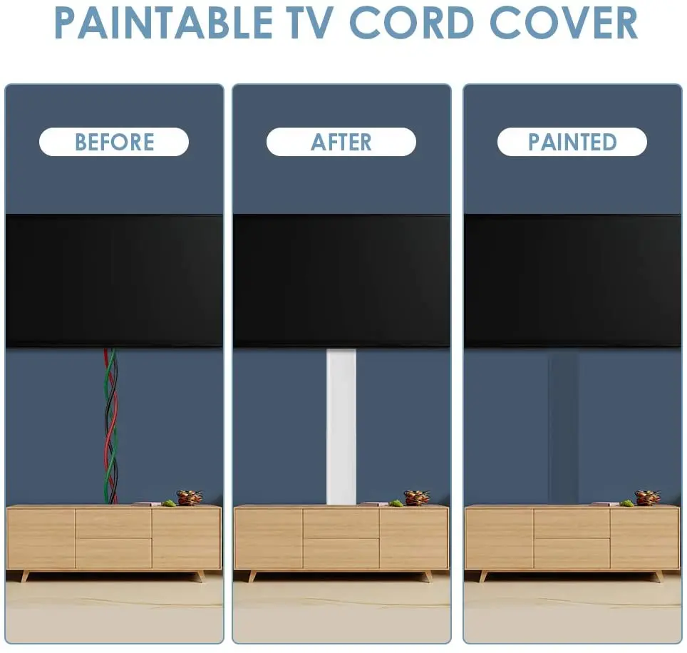 2.36''X0.75''TV Cord Cover,Wider Cable Cover for Wall Mounted TV,Large Capacity Cuttable Pre-Drilled PVC Cable Concealer Raceway