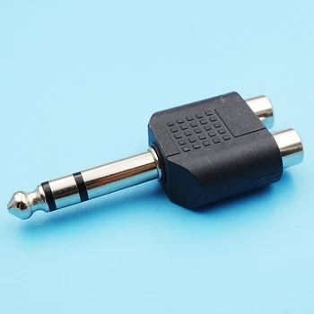 

30pcs/lot 6.5 Female Plug To 2 RCA Male Jack Converter 6.35mm Mono Dual Male Plug To Lotus Female Jack AV Audio Video Connector