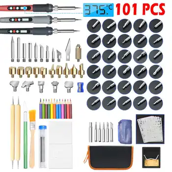 

101 IN1 110/220V Adjustable Temperature Electric Soldering Iron Kit With Screwdriver Tweezers Kit Iron Tips Welding Repair Tools
