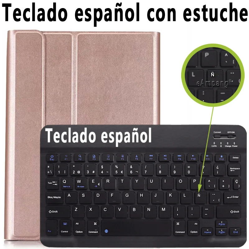 Чехол для samsung Galaxy Tab S6 10,5, чехол для клавиатуры T860 T865, чехол для SM-T860, русская, испанская, английская, Bluetooth клавиатура, чехол - Цвет: Spanish Keyboard