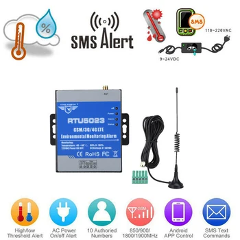 

GSM Temperature Humidity Monitor AC/DC Power Lost Alarm Remote Monitor Support Timer Report APP Control RTU5023 US Plug