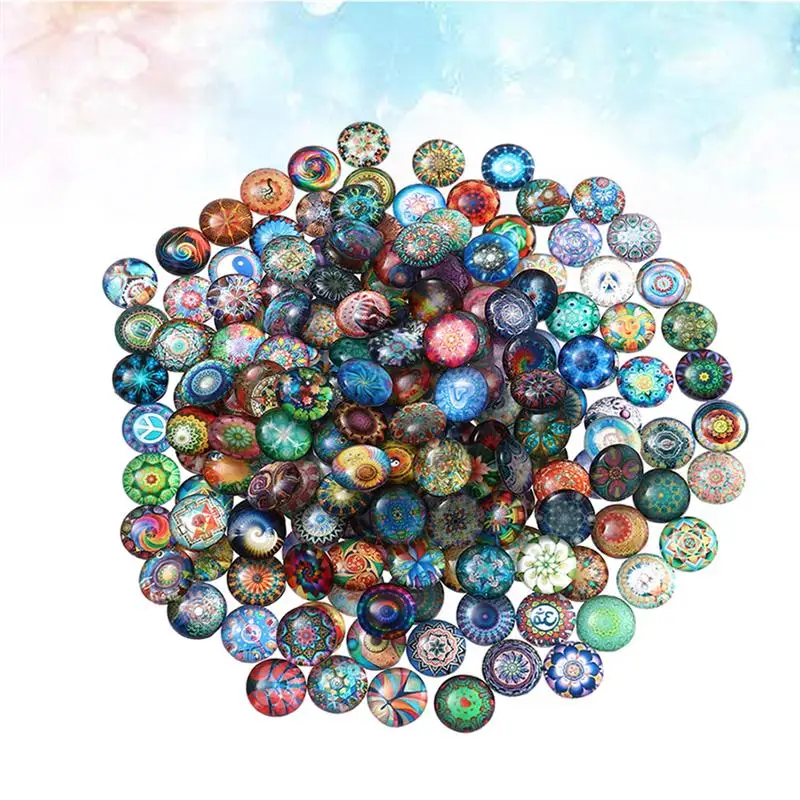 50Pcs Mixed Colorful Round Mosaic Tiles DIY Materials Art Crafts Jewelry Making 