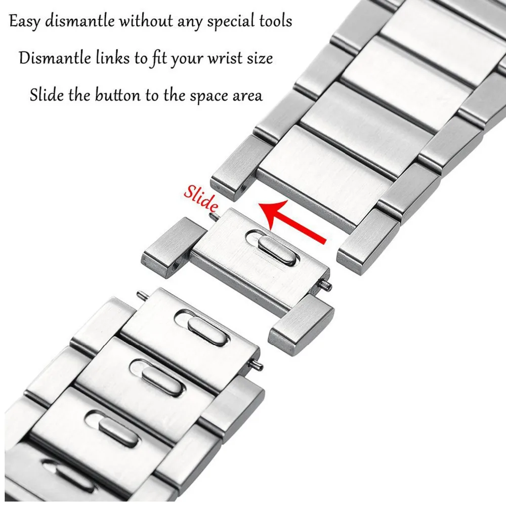 Buy Stainless steel strap For Apple Watch band 5 4 3 44mm 40mm iwatch 5 4 3 band 42mm 38mm correa link bracelet watch Accessories