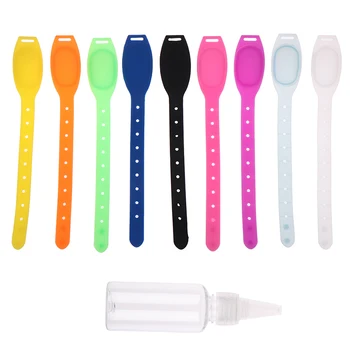 

1Set Siliconen Polsbandje Sanitizer Armband Portable Sillicone Soap Bracelet Wristband Hand Dispenser Band + Squeeze Bottle