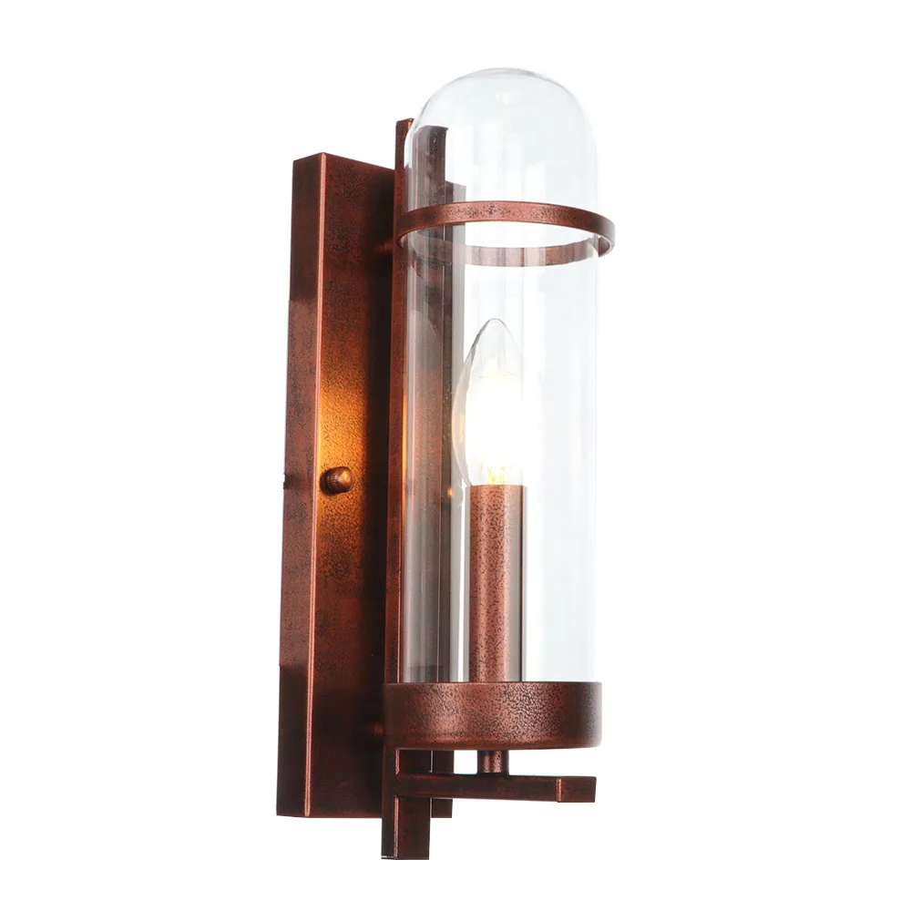 American Retro Rust Iron Glass Wall Lamps Loft Decor Sconce LED Wall Light Vintage Bedside Wall Lamp Home Lighting Luminaire