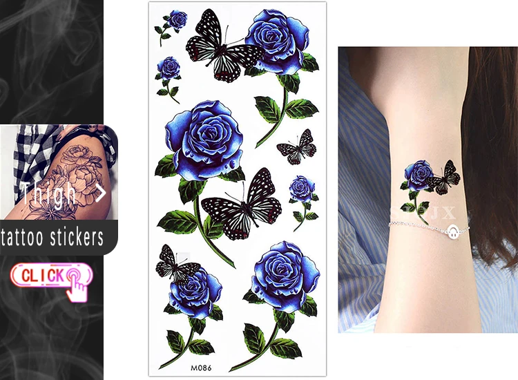 1 шт., водостойкая 3D тату-наклейка, Бабочка, пион, роза, цветок, цветная тату-наклейка, сексуальная леди, Реалистичная татуировка для руки