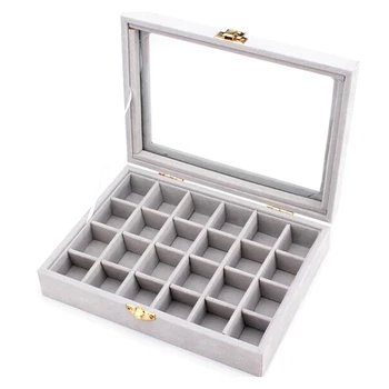 

Transparent Lid 24 Grid Small Jewelry Box Display Ring Earrings Bracelet Storage Box