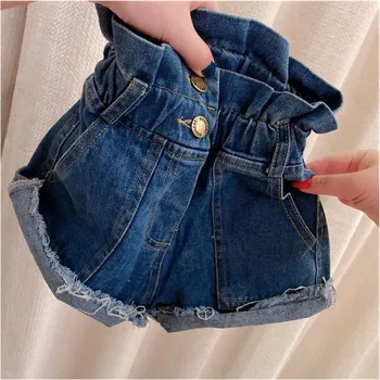 

Kids Jeans 2020 New Fashion Summer Girls Trousers Denim Pants Children Short Pants Button Pantalon Fillette for 3-7Y
