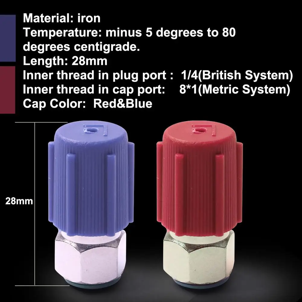 

NEW 2Pc Charging Port Adapter R12 R134a Quick Disconnect High Red+Low Blue Iron Screw Thread Adapter