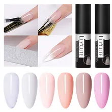 Lilycute 5ml extensão gel de unha rosa branco claro rápido edifício embeber fora uv led gel unha arte rápida extensão dedo cola