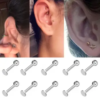 

Wholesale 20PCS/Lot Titanium Steel Labret Lip Piercing Jewelry Earrings for Women Men Piercing Tragus Snug Daith Earring Spiral