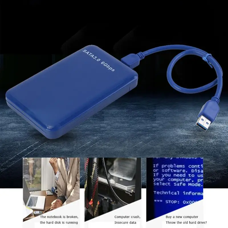 VKTECH 2,5 дюйма корпус для жесткого диска USB3.0 SATA 3,0 6 ГБ/сек. HDD жесткий диск Внешний корпус для жесткого диска чехол коробка поддерживает 3 ТБ жесткого диска