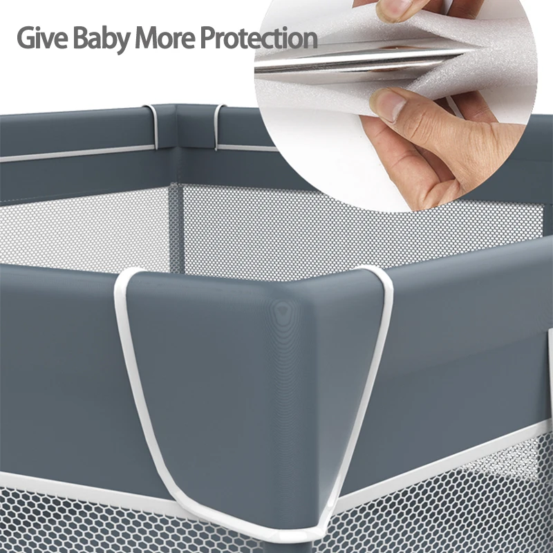 1.5*1.8m Baby Playpen with Foldable Mat,50pcs balls,4pcs hand rings, Storage bag Baby Fence Playpen for Children Playground