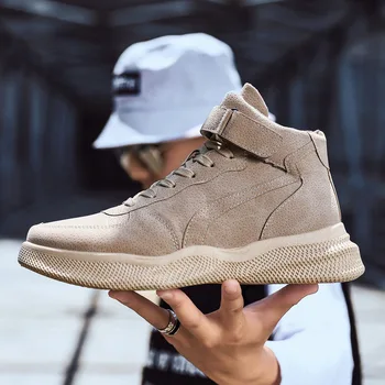 

Mens Chunky Shoes Autumn Winter Leather Shoes Men Casual Shoes Leather Outdoor High Top Sneakers Homens Sport Schoenen Mannen
