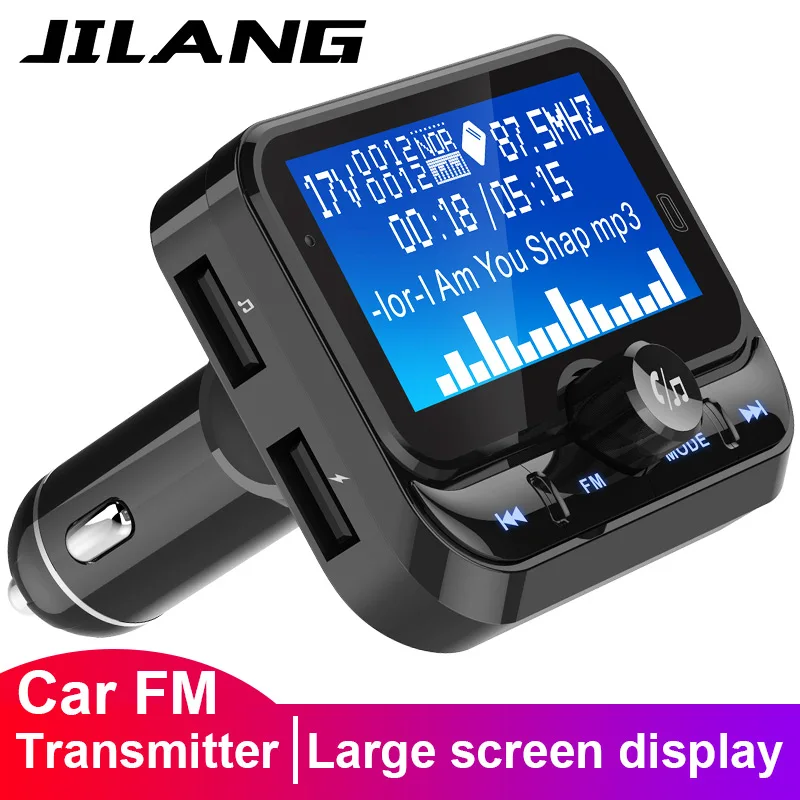 Jilang fm-передатчик, автомобильный bluetooth-приемник, беспроводной радио адаптер, автомобильный комплект, ЖК MP3-плеер с двойным USB автомобильным зарядным устройством