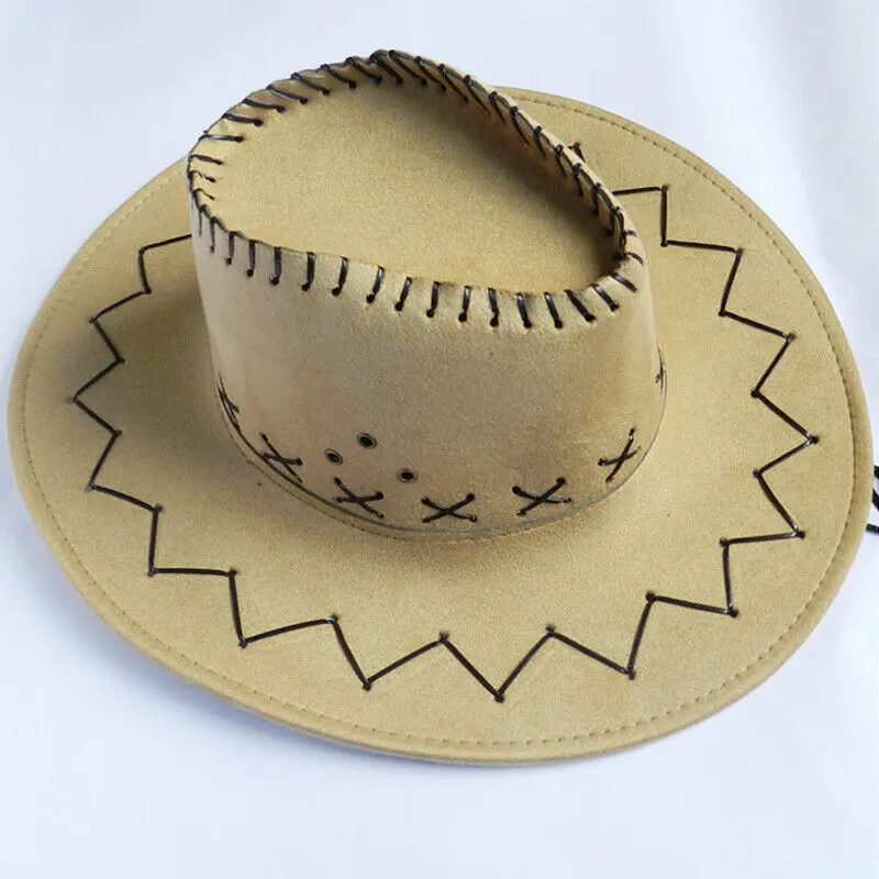 Ковбойская шляпа замшевый вид дикая Западная нарядное платье Мужская Леди ковбойская Кепка в стиле унисекс