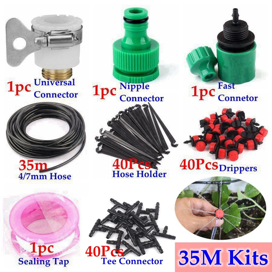 35m Kits NNW 40 м DIY система капельного орошения автоматическая система полива садовый шланг микро капельные садовые наборы для полива регулируемые капельницы - Цвет: 35m Kits