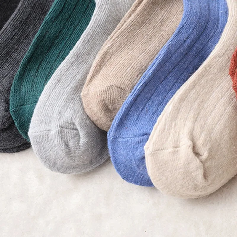 5 Pairs Women Wool Cashmere Crew Socks Warm Thick Solid Soft Casual Sports Winter Socks