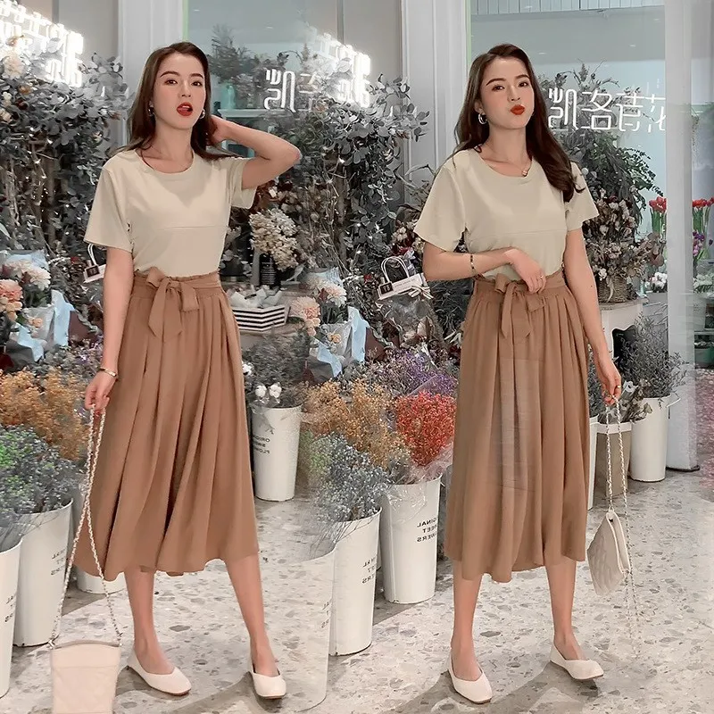 

Maternity Clothes Summer Wear-Style Mid-length Tops Nursing Breastfeeding Set Loose Casual Feeding Two-Piece Set