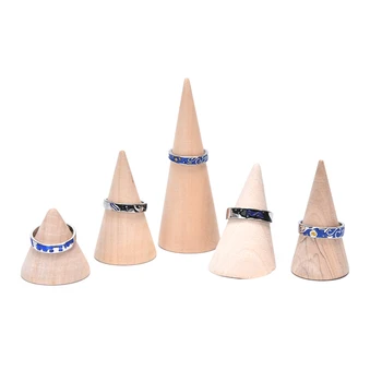 

High Quality Atural Wood Ring Finger Showcase Stand Organizer 1 Pc Jewelry Holder Display Storage