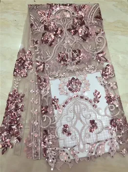 

Excellent French tulle mesh lace African net lace fabric with sequin for lady PDN848(5yards/pc)