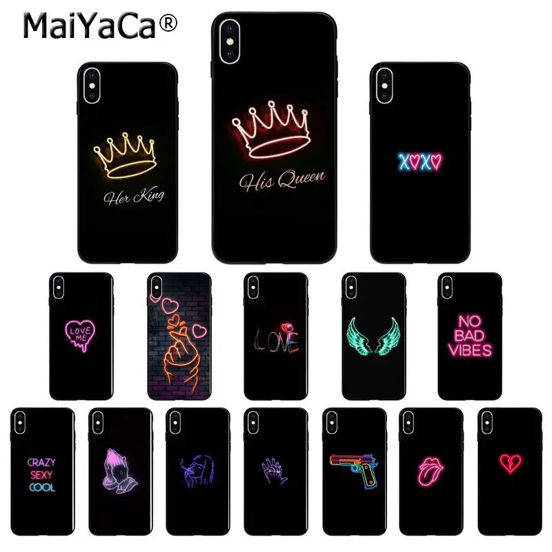 MaiYaCa черный флуоресцентный неоновый высококачественный чехол для телефона для Apple iPhone 8 7 6 6S Plus X XS MAX 5 5S SE XR мобильных телефонов