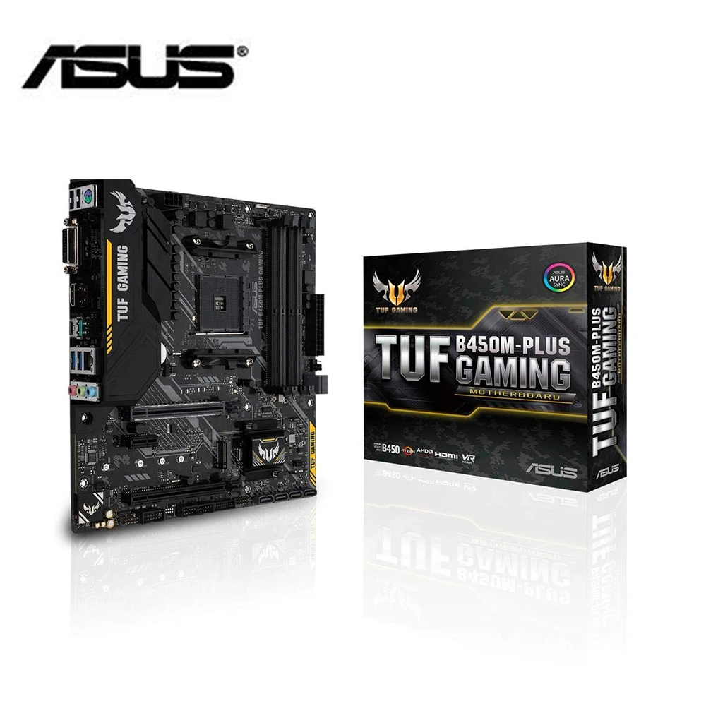 Материнская плата ASUS tuf b450m Plus gaming am4 amd ryzen ddr4 HDMI DVI D sata m.2 mATX b450 crossfire материнская