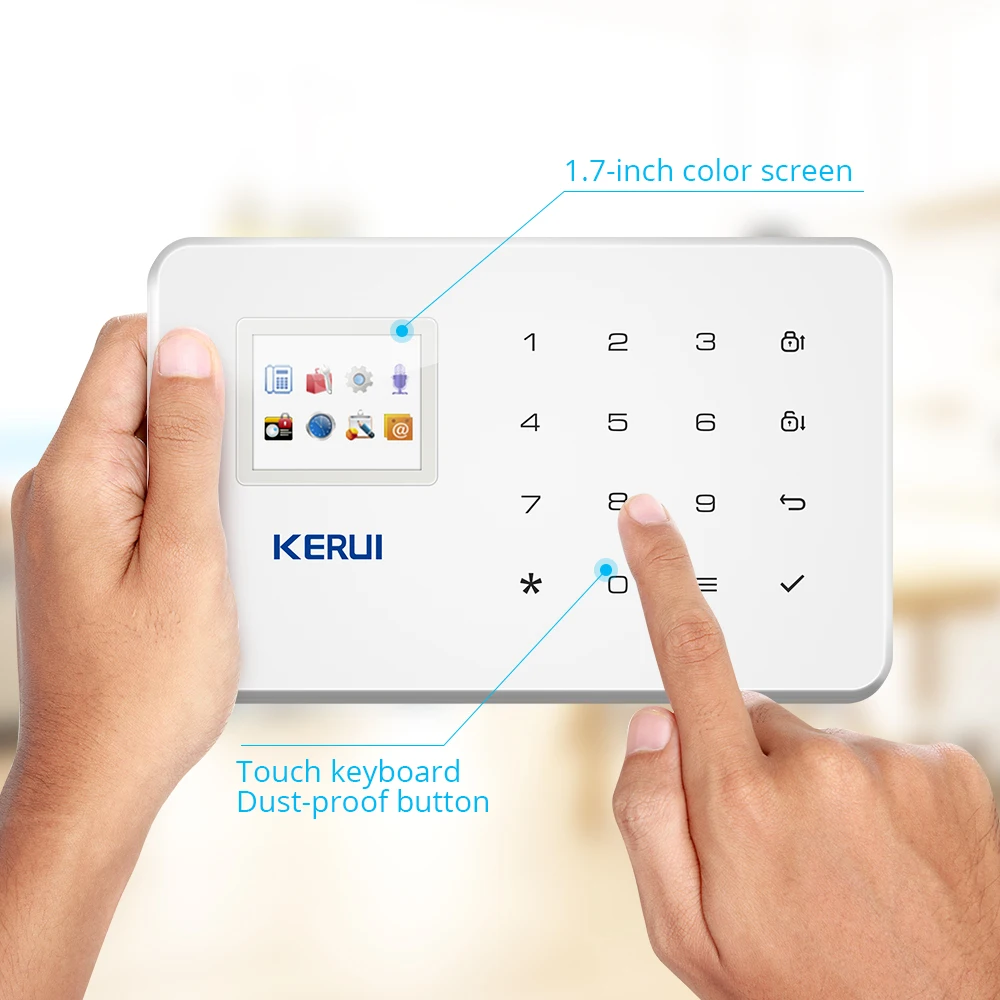 Najtaniej KERUI Wireless Home WIFI zabezpieczenie gsm Alarm zestaw do organizacji kontrola aplikacji z automatycznym pokrętłem wykrywacz ruchu system antywłamaniowy