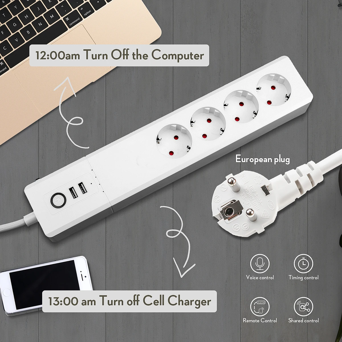

Smart WiFi Power Electrical Sockets Home Timer Switch 2USB Support Alexa Google Voice Control Phone Remote Control US EU