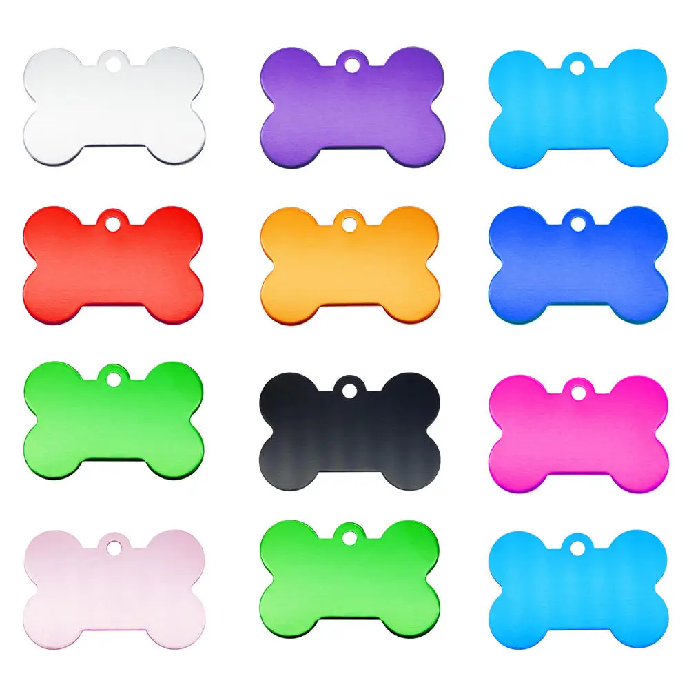5Pcs JulieWang Aluminium Metal Dog Tag Cat Name Pet ID Tags Identity Plate For Pets Necklace Pendants Accessory 38*25mm | Украшения и