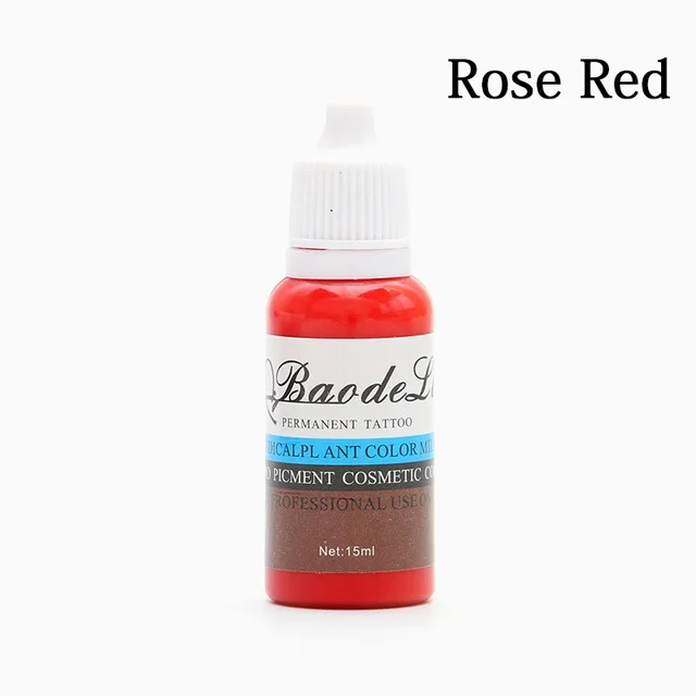 rose red lip Постоянный макияж с микроволокном пигмента 15 мл Цвет стойкость палитра теней для профессионального Контурный карандаш для губ микро, набор чернил для татуажа, перманентные пигменты - Цвет: rose red lip