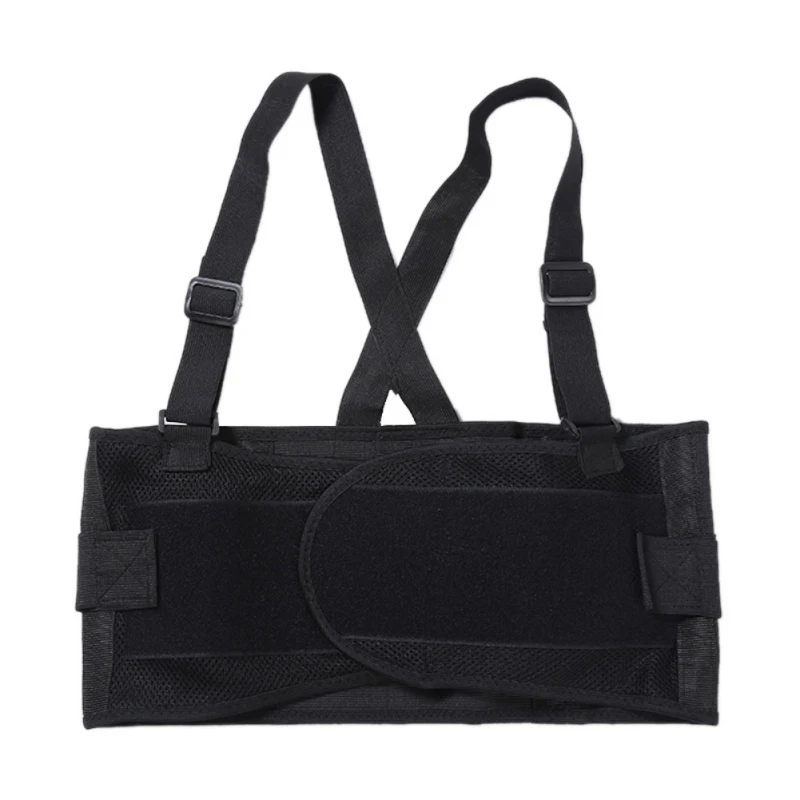 Adjustable Back Waist Support Belt Breathable Men Lumbar Brace Fitness Weightlifting Running Back Belt With Shoulder Straps