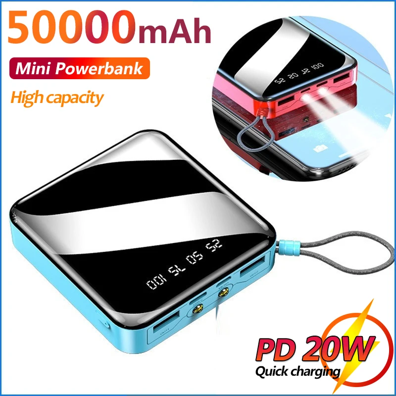 50000mAh Mini Portable Power Bank Digital Display External Battery Fast Charging Mobile Phone Charger for Xiaomi Samsung Iphone | Мобильные