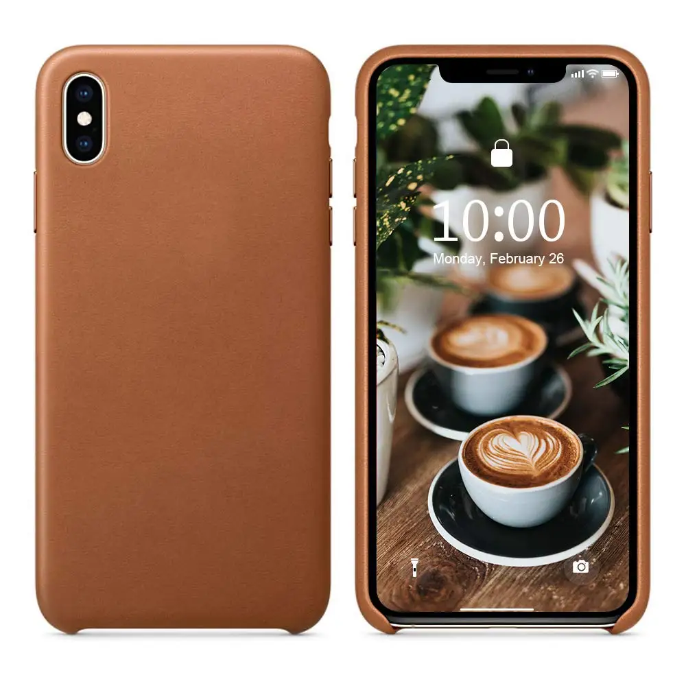 Online Funda de cuero para Iphone Xs Max Xr 7 8 Plus 11 Pro Max Funda de cuero genuino con botón metálico de logotipo